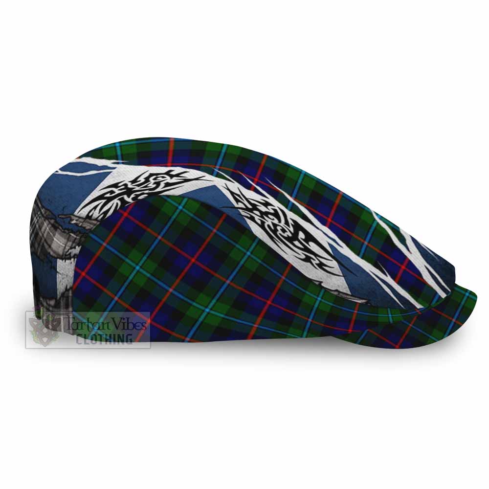 Calder Tartan Flat Cap, Jeff Cap Scotland Flag Ripped Tribal Design