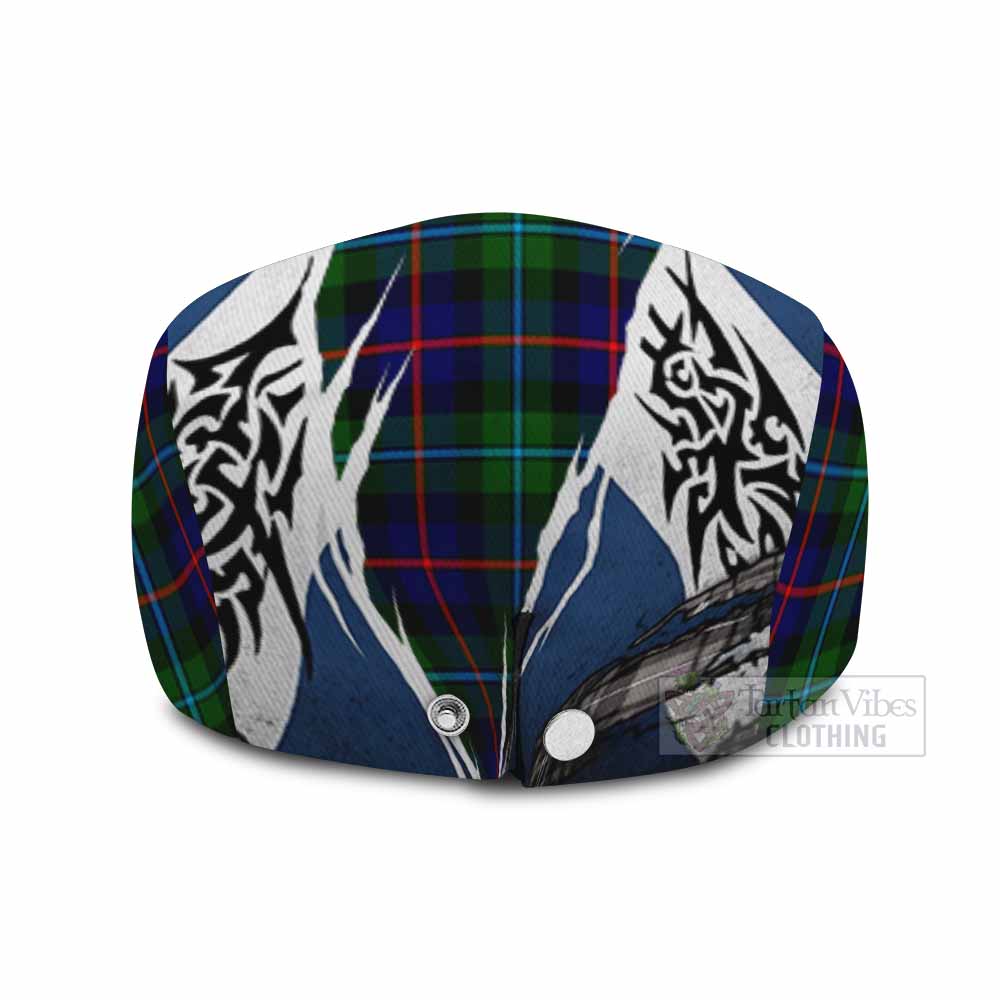 Calder Tartan Flat Cap, Jeff Cap Scotland Flag Ripped Tribal Design