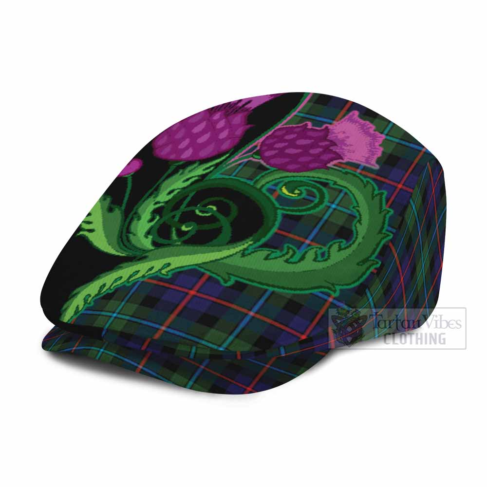 Calder Tartan Flat Cap, Jeff Cap Traditional Scottish Thistle