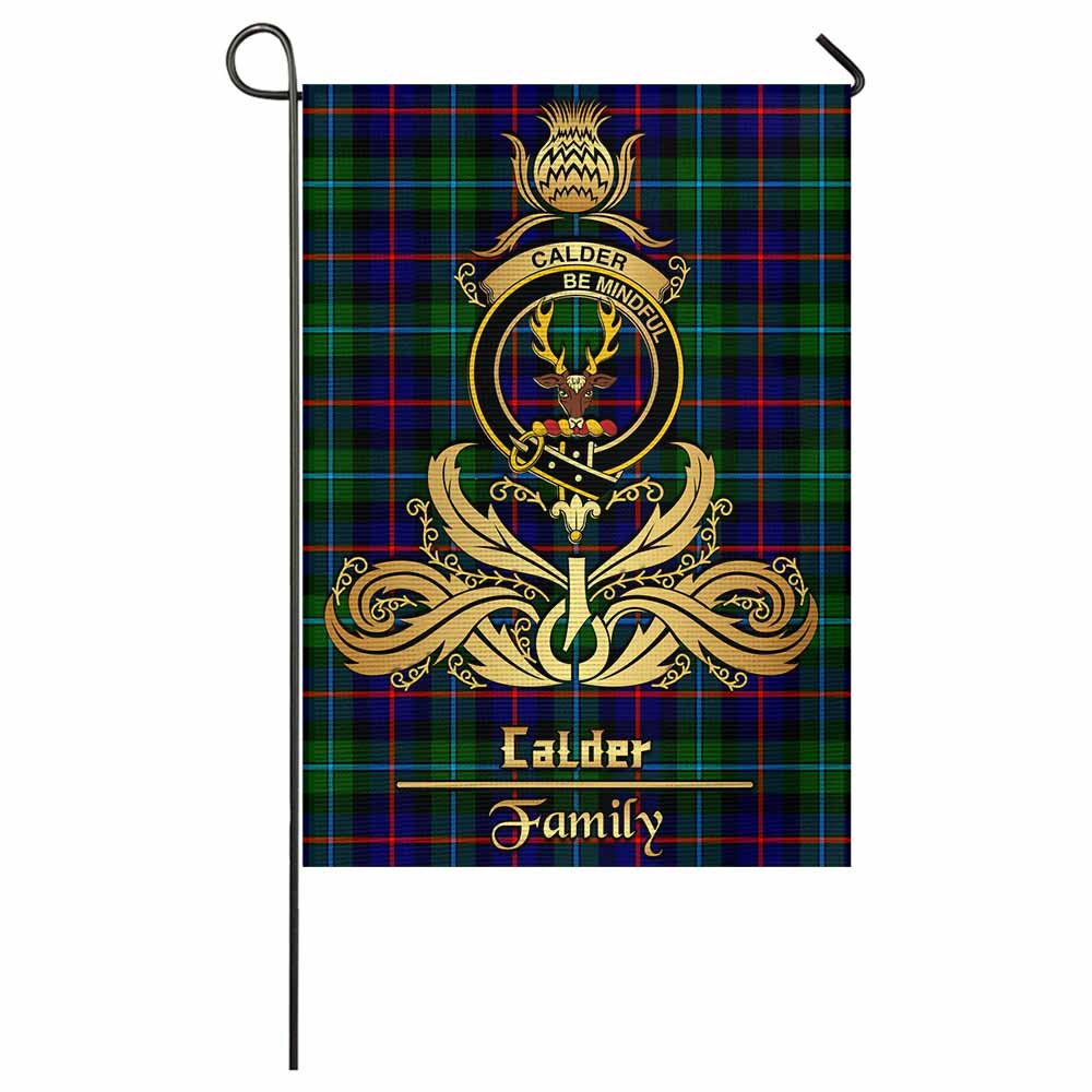 Calder Tartan Garden Flag with Highland Thistle Cherish Family Crest Style - Tartan Vibes Clothing