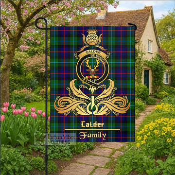 Calder Tartan Garden Flag with Highland Thistle Cherish Family Crest Style