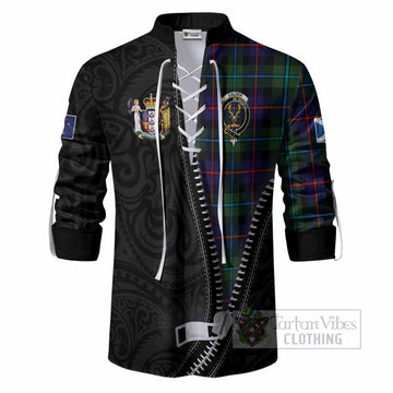 Calder Tartan Ghillie Shirt New Zealand Pattern Unique Zipper Stylized