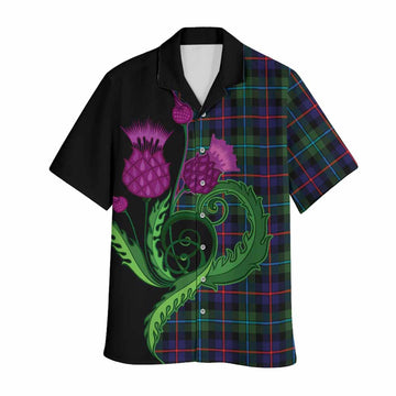 Calder Tartan Hawaiian Shirt Traditional Scottish Thistle