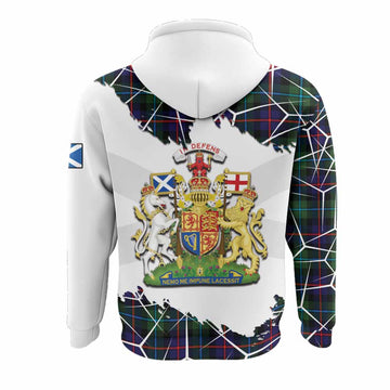 Calder Tartan Hoodie with Family Crest and Lion Rampant Grunge Style