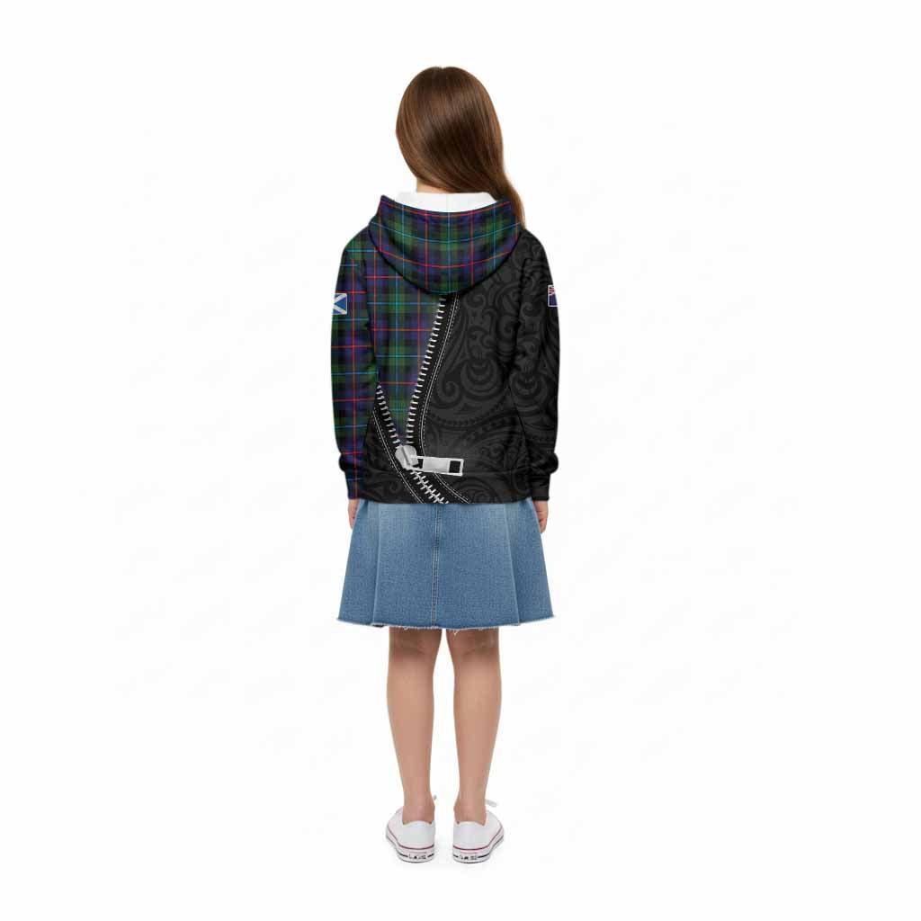 Calder Tartan Kid Hoodie New Zealand Pattern Unique Zipper Stylized