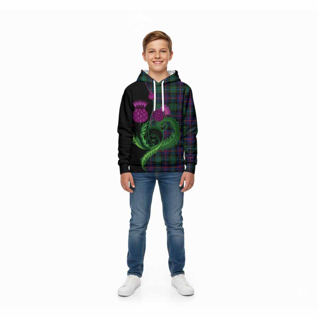Calder Tartan Kid Hoodie Traditional Scottish Thistle