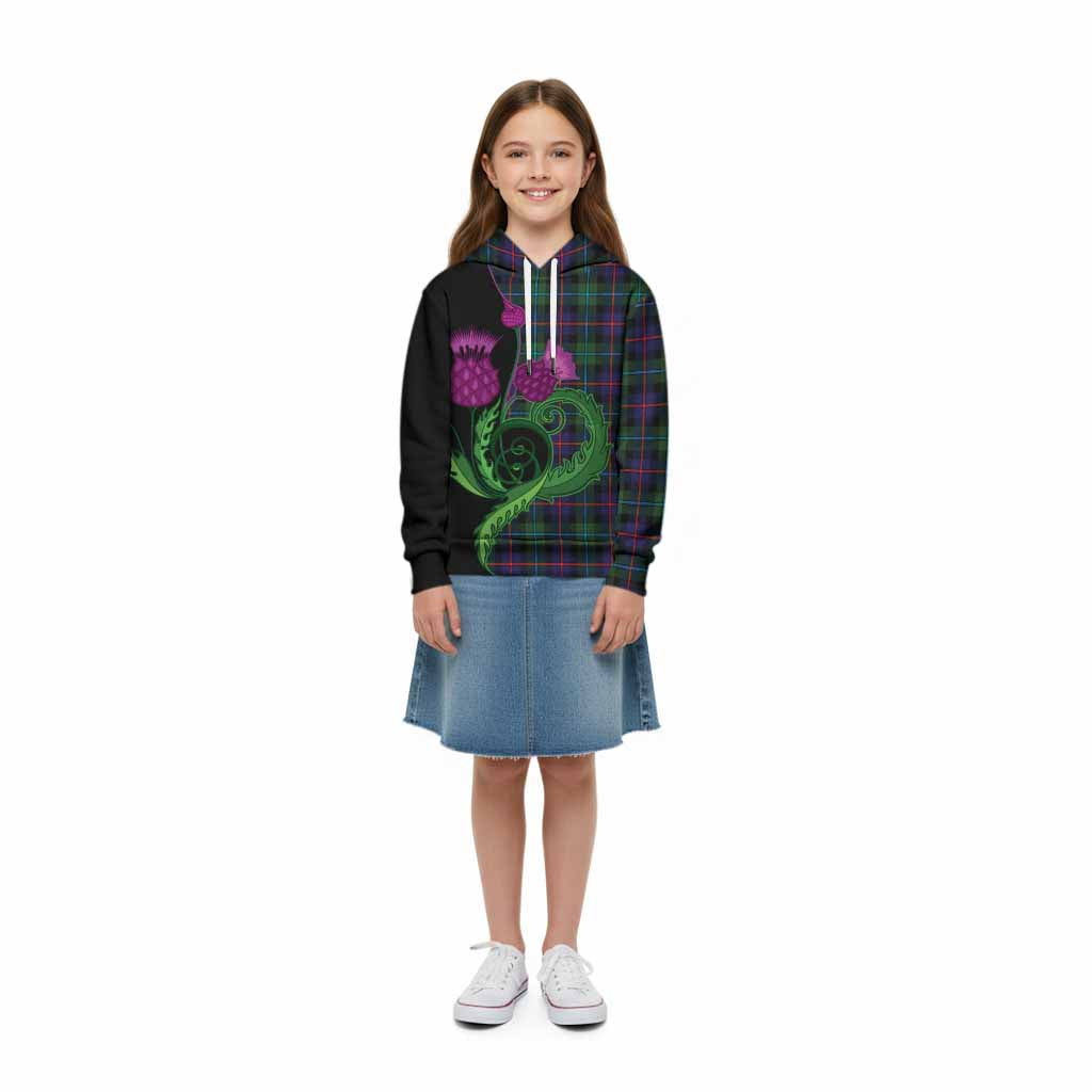 Calder Tartan Kid Hoodie Traditional Scottish Thistle