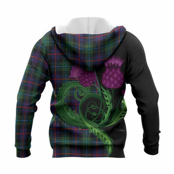 Calder Tartan Knitted Hoodie Traditional Scottish Thistle