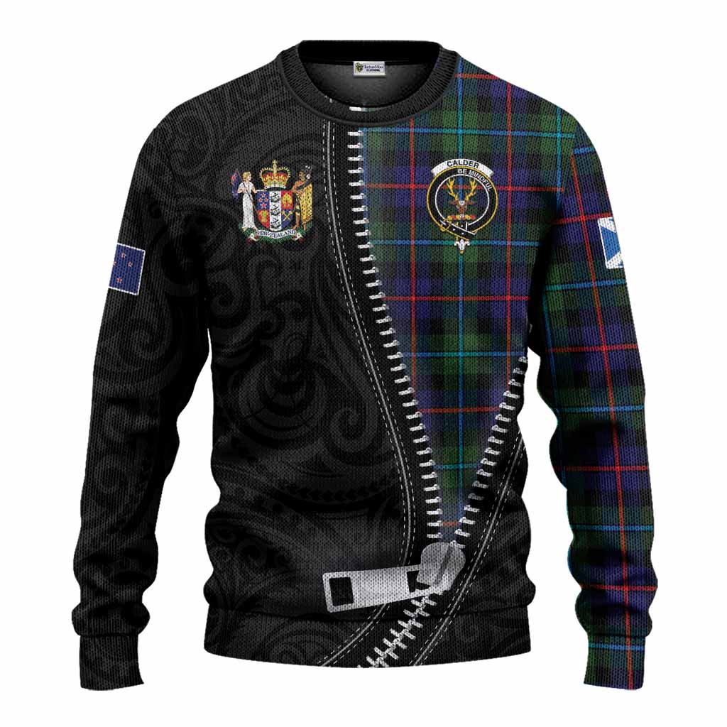 Calder Tartan Knitted Sweater New Zealand Pattern Unique Zipper Stylized