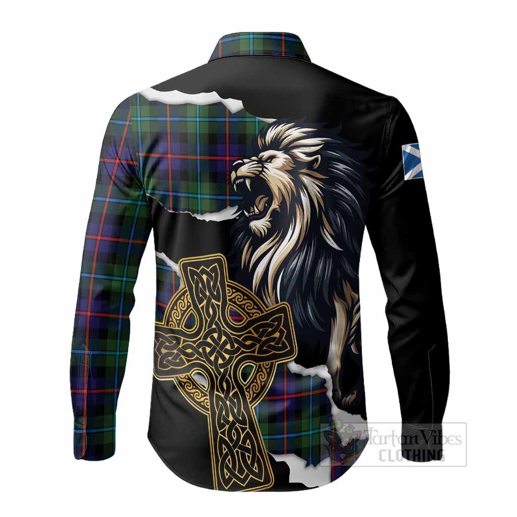 Calder Tartan Scottish Long Sleeve Button Shirts Lion Celtic Heritage