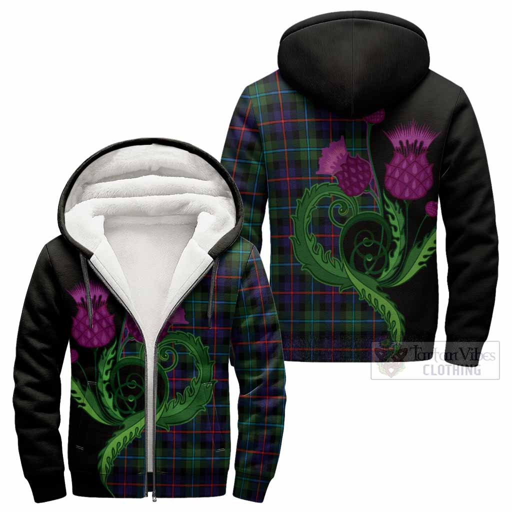 Calder Tartan Sherpa Hoodie Traditional Scottish Thistle