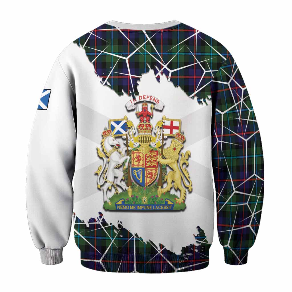 Calder Tartan Sweatshirt with Family Crest and Lion Rampant Grunge Style