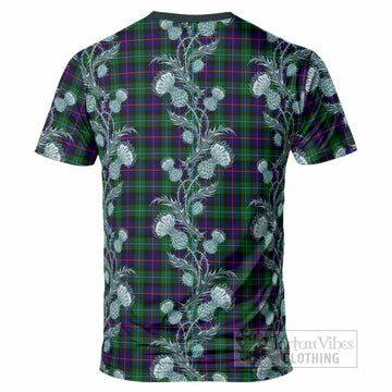 Calder Tartan T-Shirt Seamless Scottish Thistle Flowers