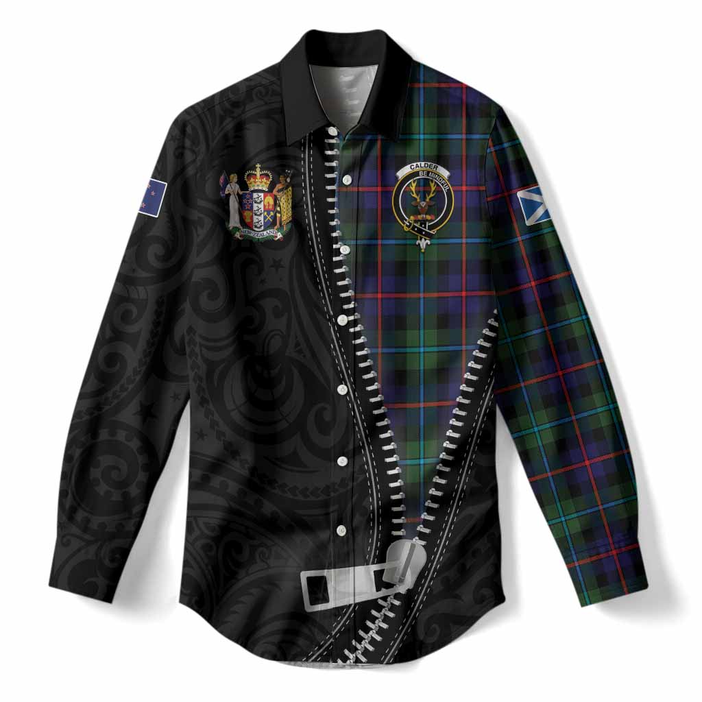Calder Tartan Women Casual Shirt New Zealand Pattern Unique Zipper Stylized