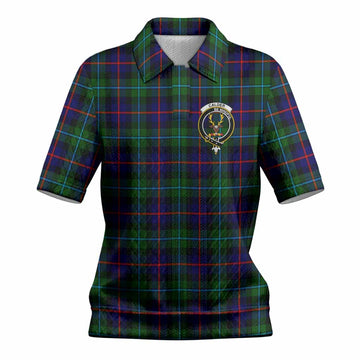 Calder Tartan Women’s Polo Sweater Top with Family Crest