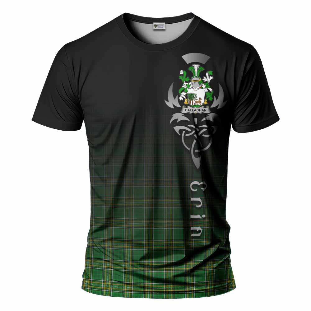Tartan Vibes Clothing Callaghan Irish Clan T-Shirt with Coat of Arms Erin Go Bragh Celtic Inspired