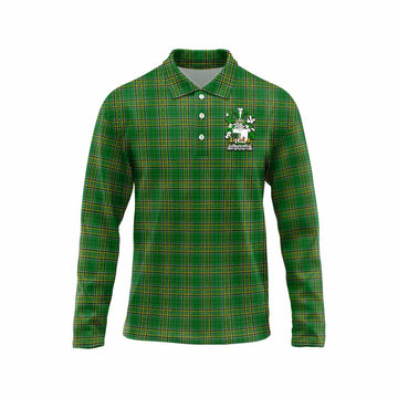 Tartan Vibes Clothing Callaghan Irish Clan Tartan Long Sleeve Polo Shirt with Coat of Arms