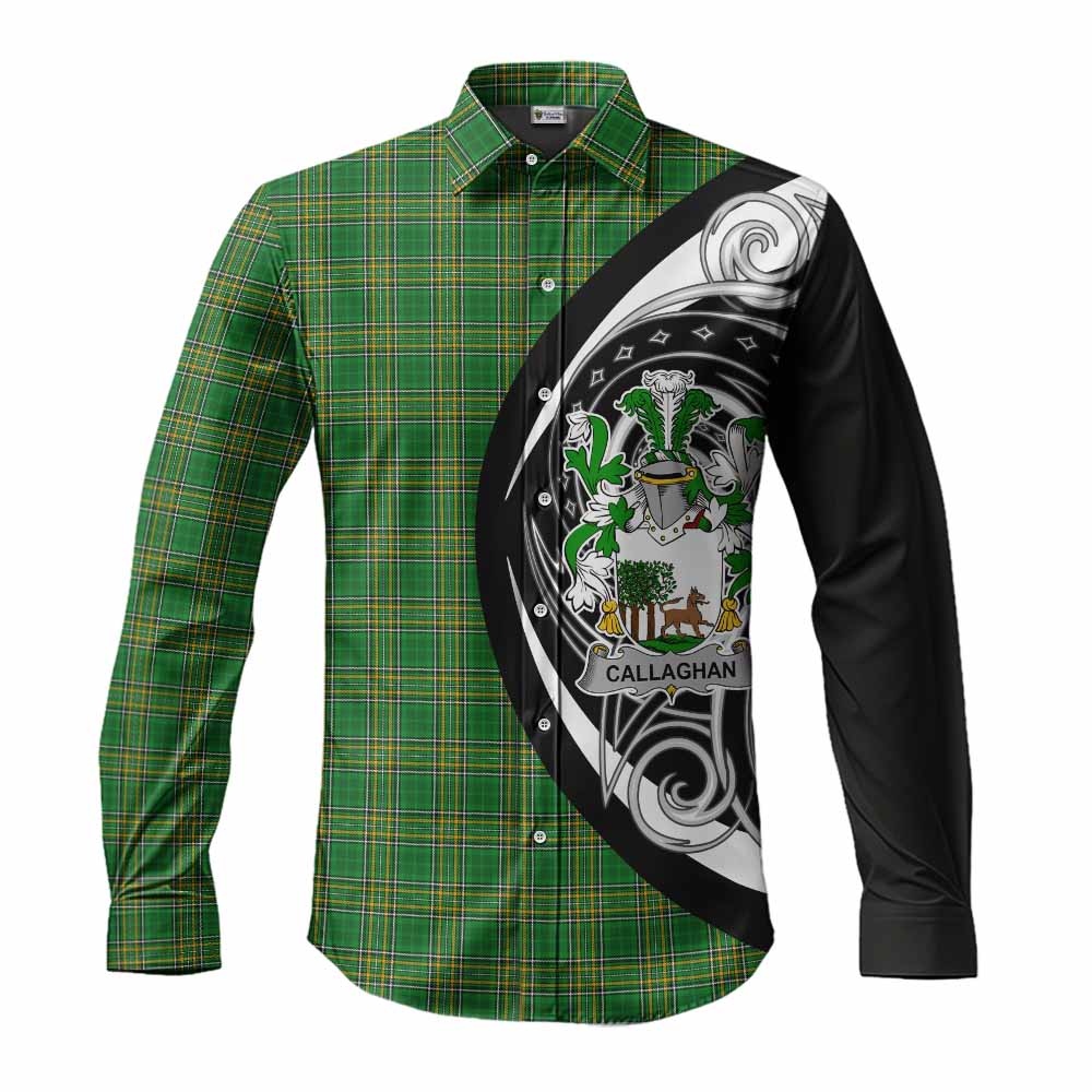 Tartan Vibes Clothing Callaghan Irish Clan Long Sleeve Button Shirt Celtic Circle Style
