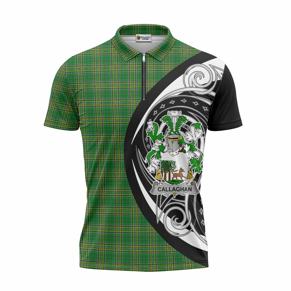 Tartan Vibes Clothing Callaghan Irish Clan Zipper Polo Shirt Celtic Circle Style