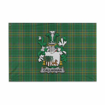 Tartan Vibes Clothing Callaghan Irish Clan Tartan House Flag with Coat of Arms