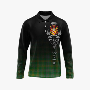 Callan Irish Clan Long Sleeve Polo Shirt with Coat of Arms Erin Go Bragh Celtic Inspired