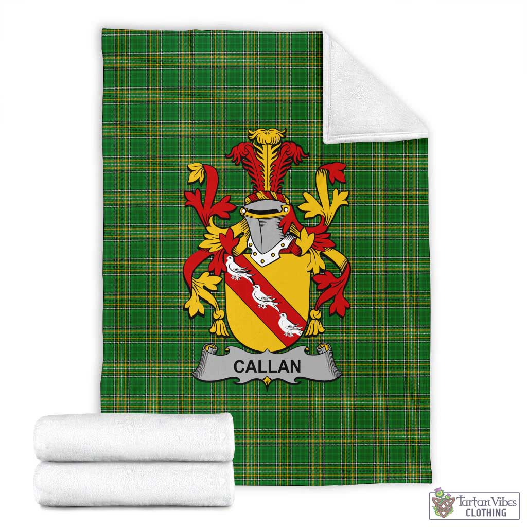 Tartan Vibes Clothing Callan Irish Clan Tartan Blanket with Coat of Arms