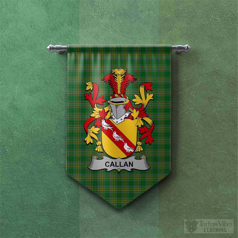 Tartan Vibes Clothing Callan Irish Clan Tartan Gonfalon, Tartan Banner with Coat of Arms