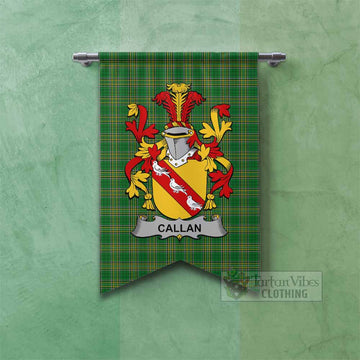 Callan Irish Clan Tartan Gonfalon, Tartan Banner with Coat of Arms