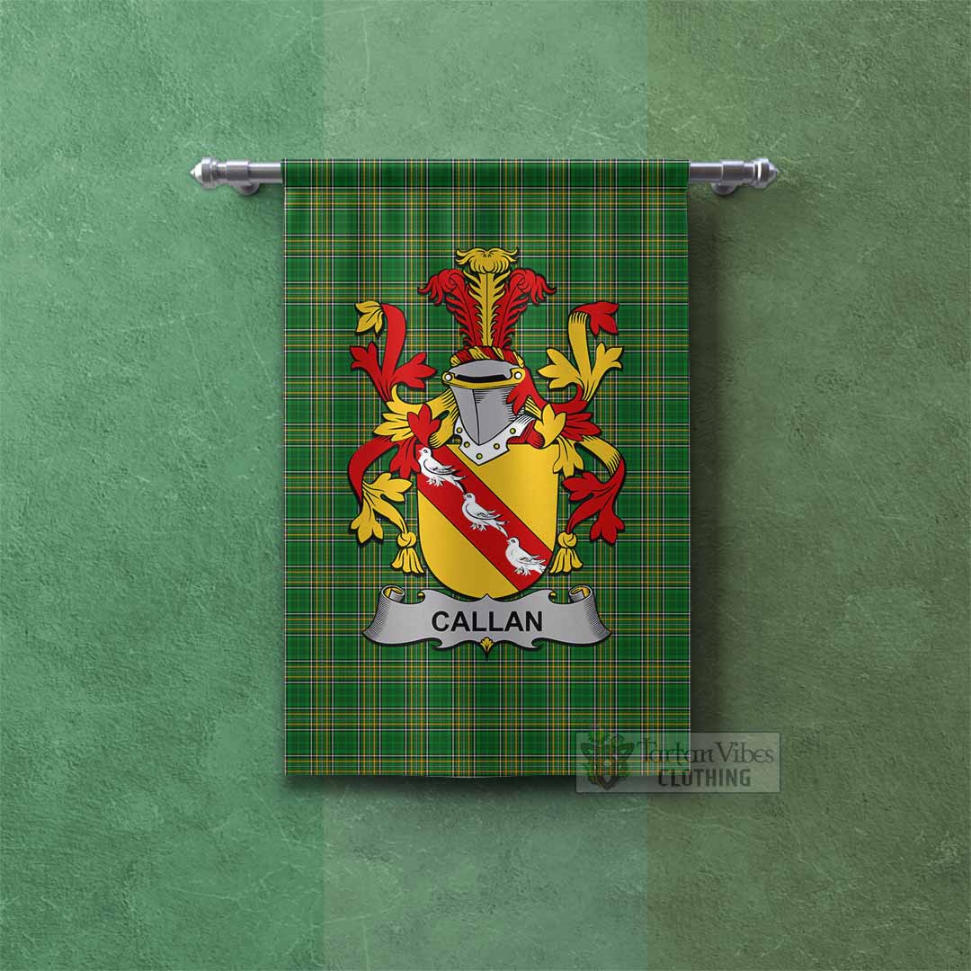 Tartan Vibes Clothing Callan Irish Clan Tartan Gonfalon, Tartan Banner with Coat of Arms