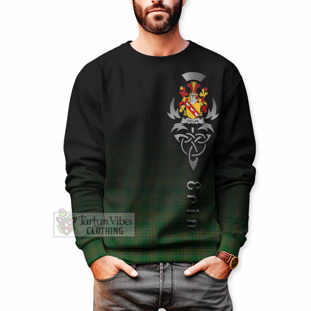 Tartan Vibes Clothing Callan Irish Clan Sweatshirt with Coat of Arms Erin Go Bragh Celtic Inspired