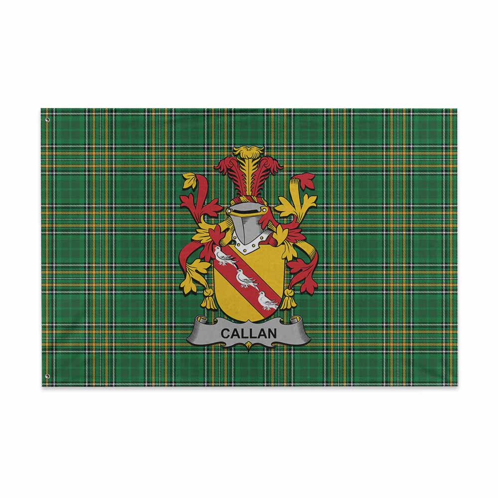 Tartan Vibes Clothing Callan Irish Clan Tartan House Flag with Coat of Arms