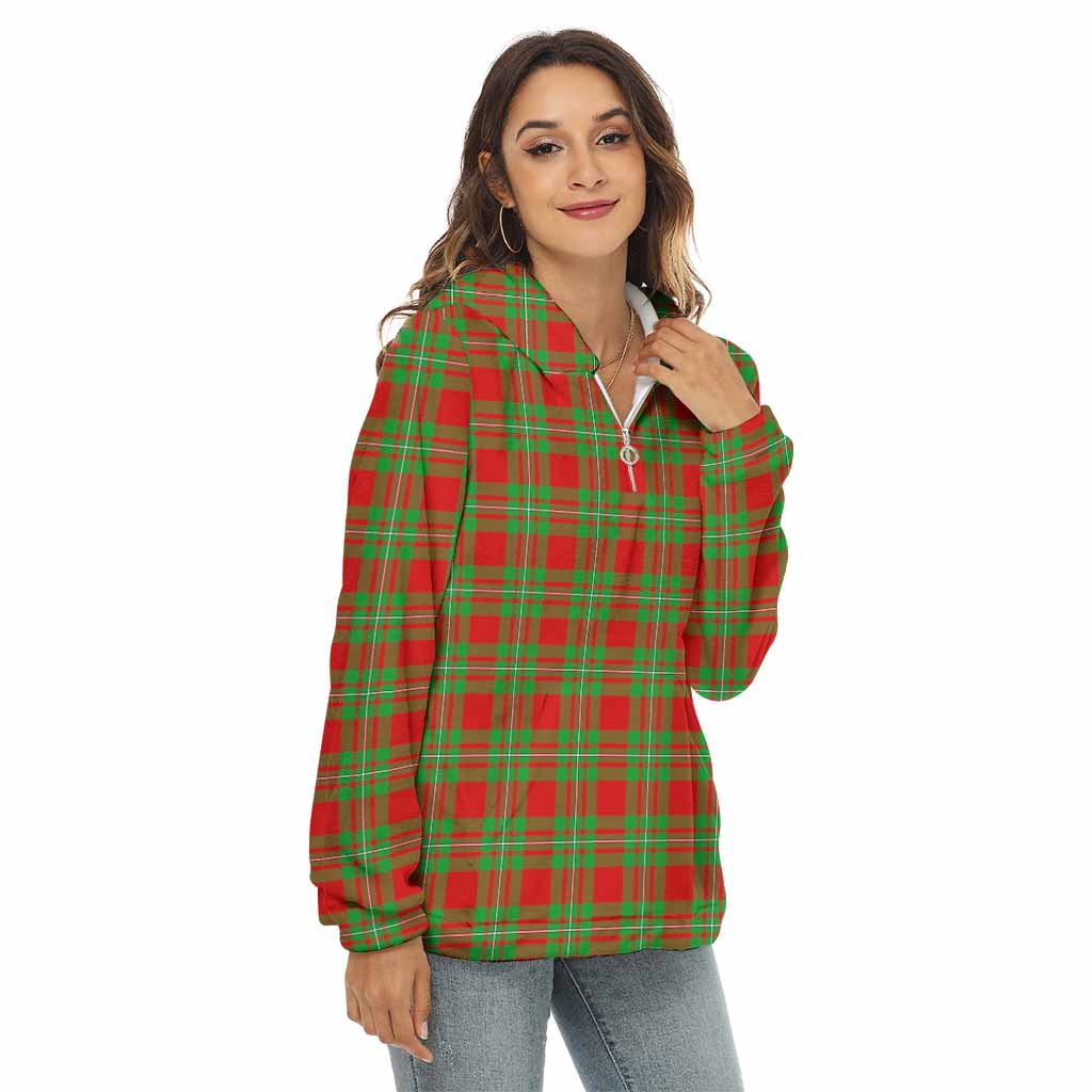 Tartan Vibes Clothing Callander Tartan Women's Borg  Half Zip Fleece Hoodie