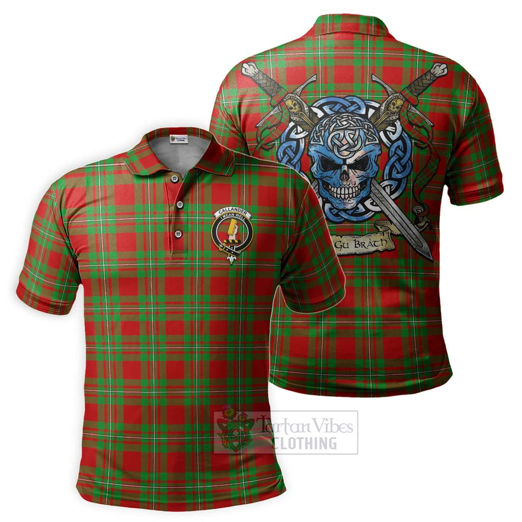 Callander Tartan Polo Shirt with Family Crest Celtic Skull Style Kid - Tartan Vibes Clothing