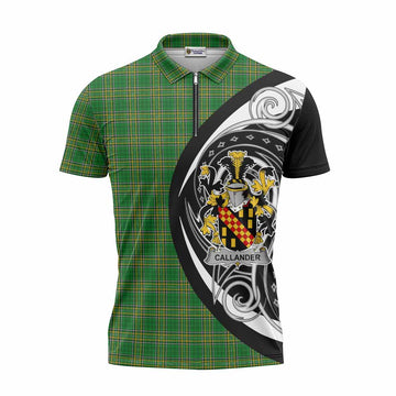 Callander Irish Clan Zipper Polo Shirt Celtic Circle Style Unisex - Tartan Vibes Clothing