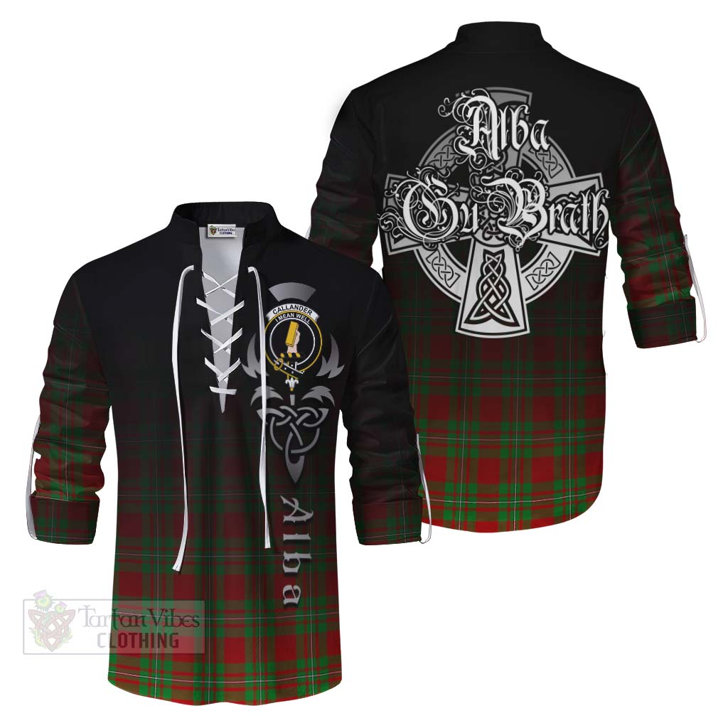 Callander Tartan Ghillie Kilt Shirt Featuring Alba Gu Brath Family Crest Celtic Inspired Men - Tartan Vibes Clothing