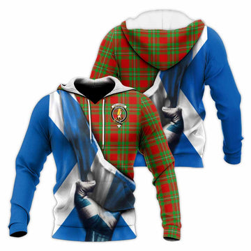 Callander Tartan Knitted Hoodie with Family Crest Scotland Patriotic Style Unisex Knitted Pullover Hoodie - Tartan Vibes Clothing