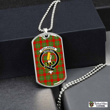 Callander Tartan Dog Tag Necklace with Family Crest Silver No - Tartan Vibes Clothing