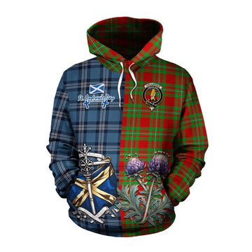 Callander Tartan Cotton Hoodie Happy St. Andrew's Day Half Tartan Style Pullover Hoodie XS - Tartan Vibes Clothing