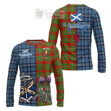 Callander Tartan Long Sleeve T-Shirt Happy St. Andrew's Day Half Tartan Style Unisex - Tartan Vibes Clothing