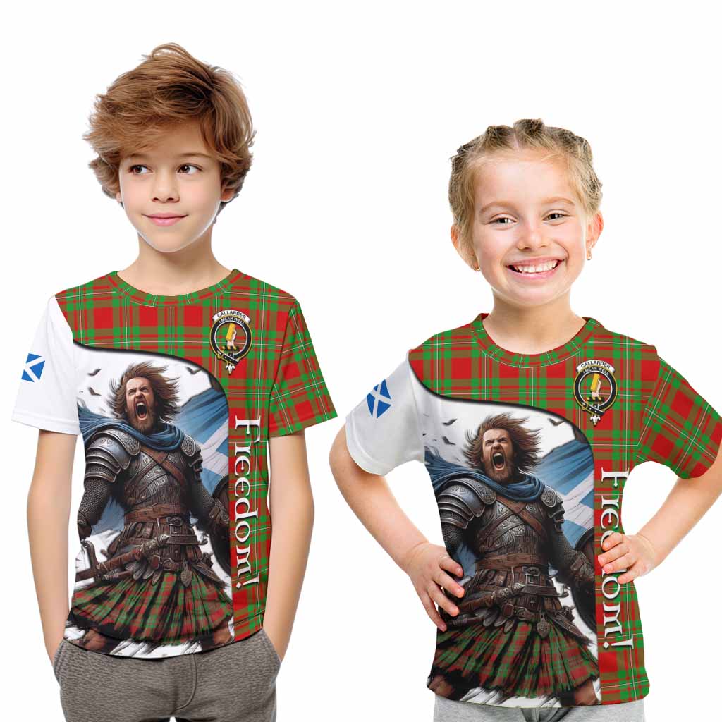 Tartan Vibes Clothing Callander Crest Tartan Kid T-Shirt Inspired by the Freedom of Scottish Warrior