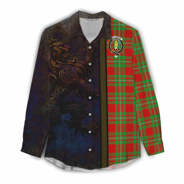 Callander Tartan Family Crest Women's Casual Shirt Alba Gu Brath Be Brave Lion Ancient Style Female - Tartan Vibes Clothing