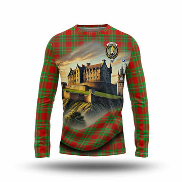 Callander Tartan Family Crest Long Sleeve T-Shirt with Scottish Ancient Castle Style Unisex - Tartan Vibes Clothing