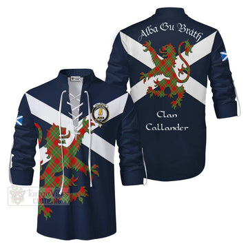 Callander Tartan Lion Rampant Ghillie Kilt Shirt Proudly Display Your Heritage with Alba Gu Brath and Clan Name Men - Tartan Vibes Clothing