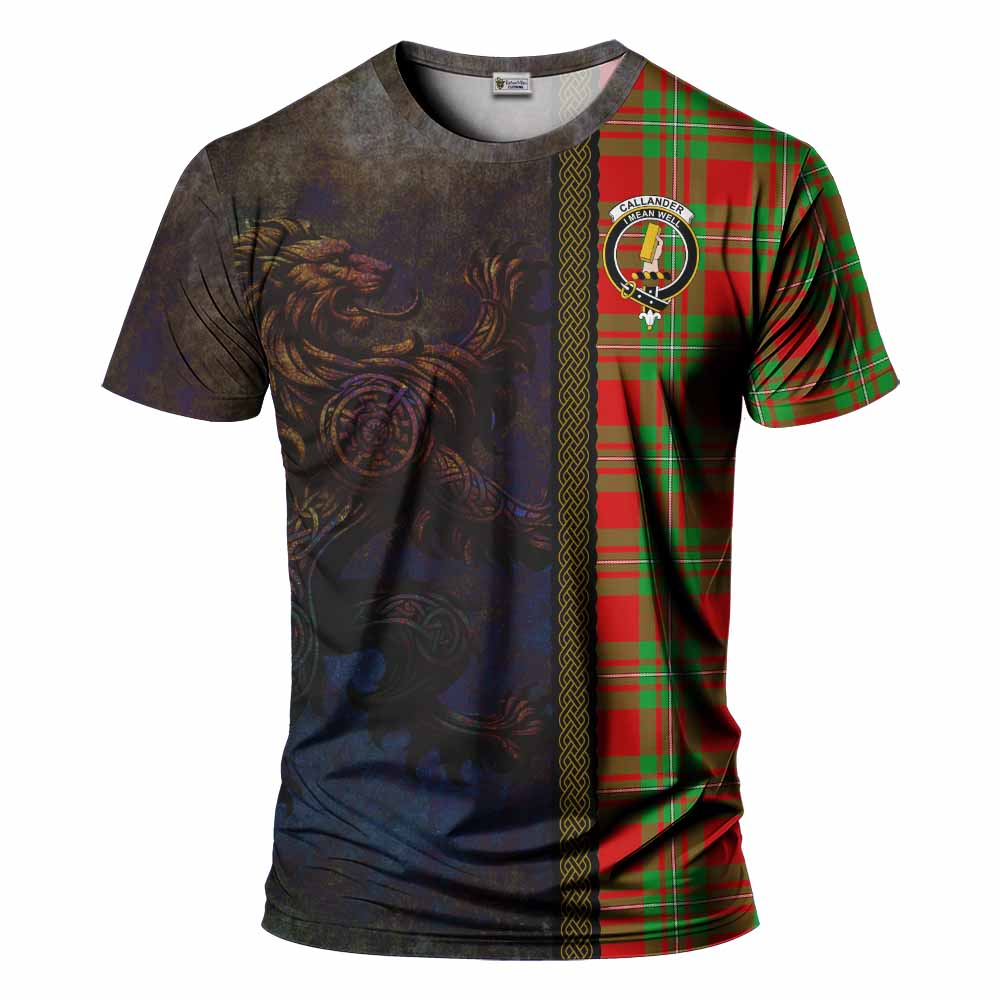 Tartan Vibes Clothing Callander Tartan Family Crest T-Shirt Alba Gu Brath Be Brave Lion Ancient Style