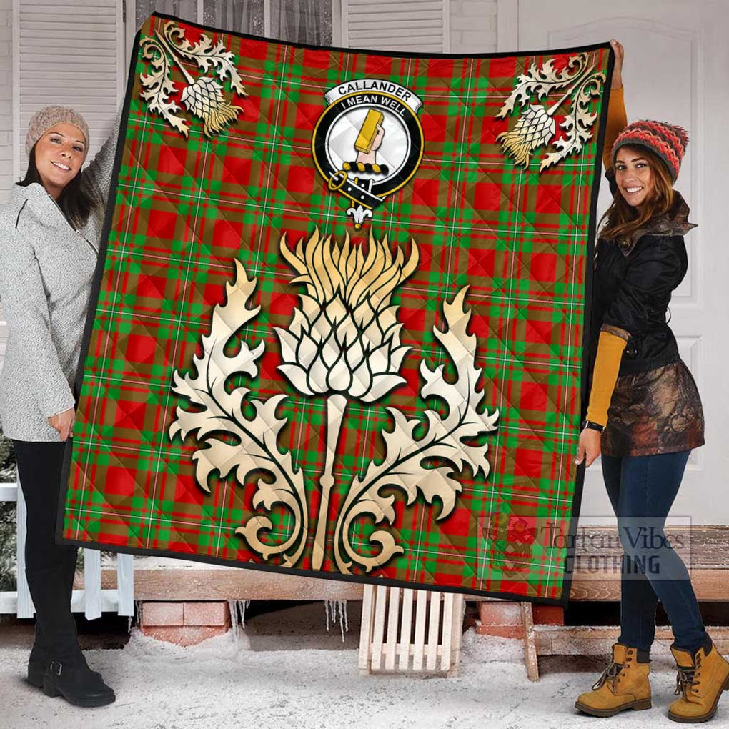 Tartan Vibes Clothing Callander Tartan Quilt with Family Crest and Golden Thistle Style
