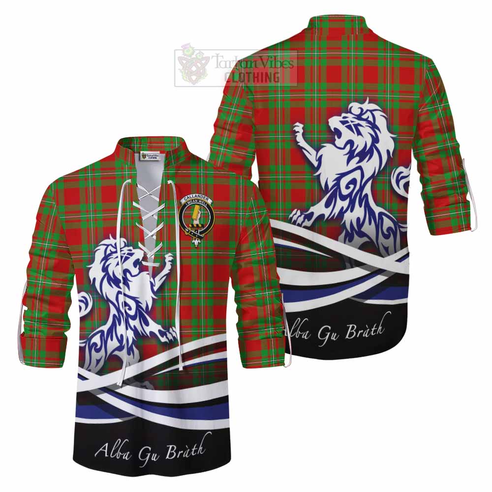 Callander Tartan Ghillie Kilt Shirt with Alba Gu Brath Regal Lion Emblem Men - Tartan Vibes Clothing