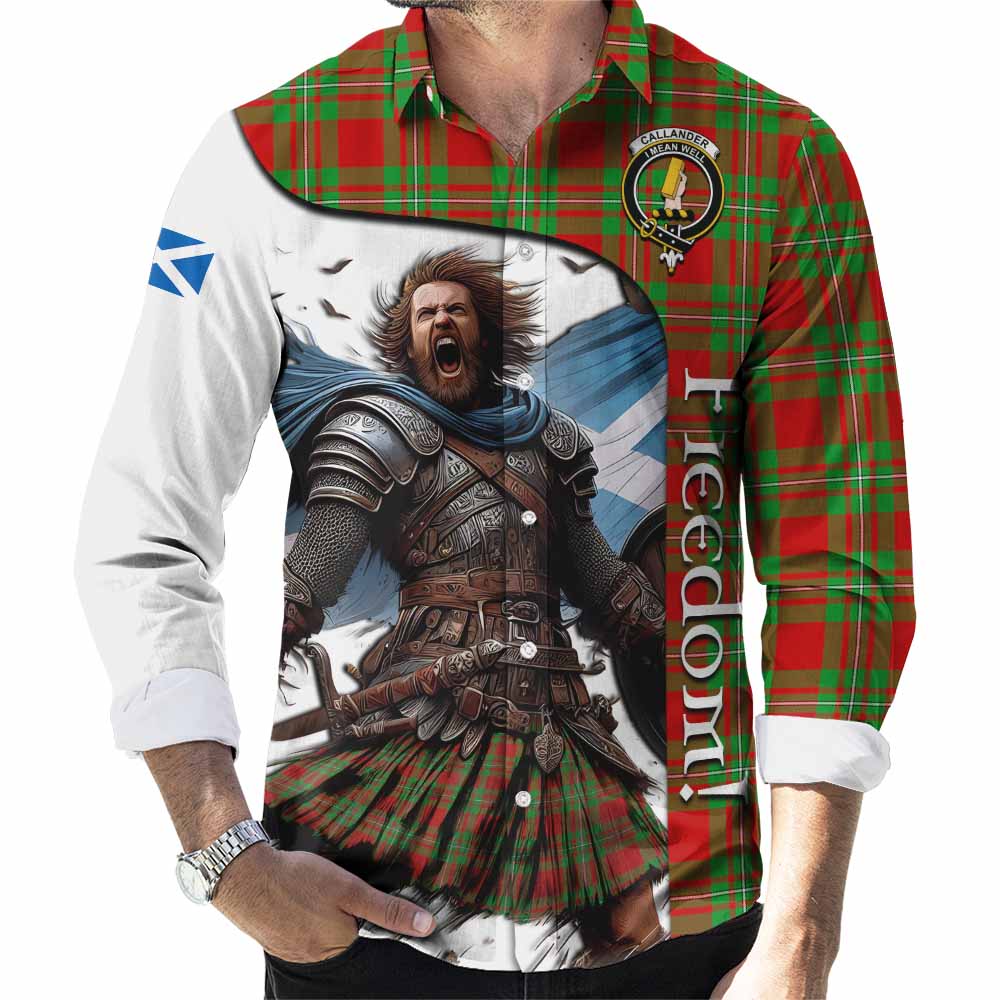Callander Crest Tartan Long Sleeve Button Shirt Inspired by the Freedom of Scottish Warrior Men's Shirt S - Tartan Vibes Clothing