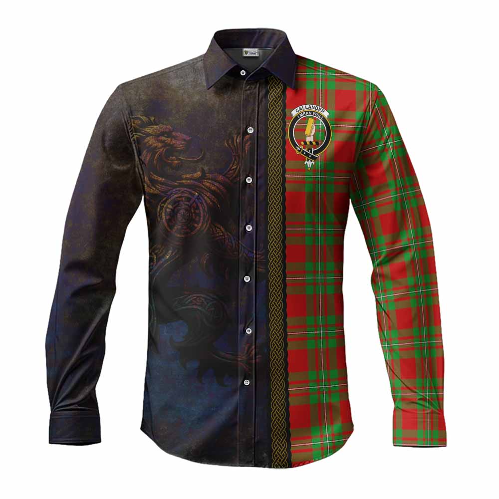 Callander Tartan Family Crest Long Sleeve Button Shirt Alba Gu Brath Be Brave Lion Ancient Style Men's Shirt S - Tartan Vibes Clothing