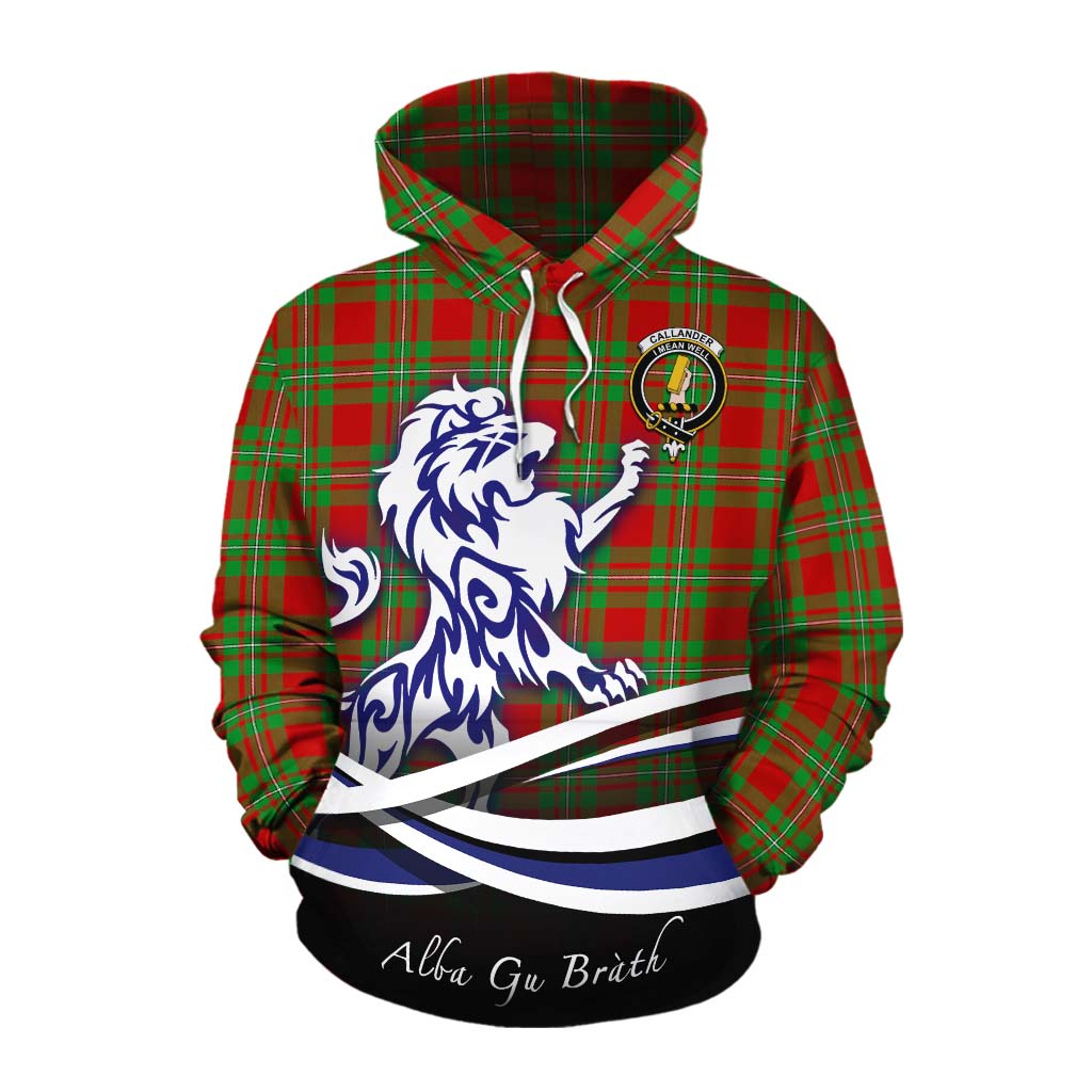 Callander Tartan Cotton Hoodie with Alba Gu Brath Regal Lion Emblem Pullover Hoodie XS - Tartan Vibes Clothing
