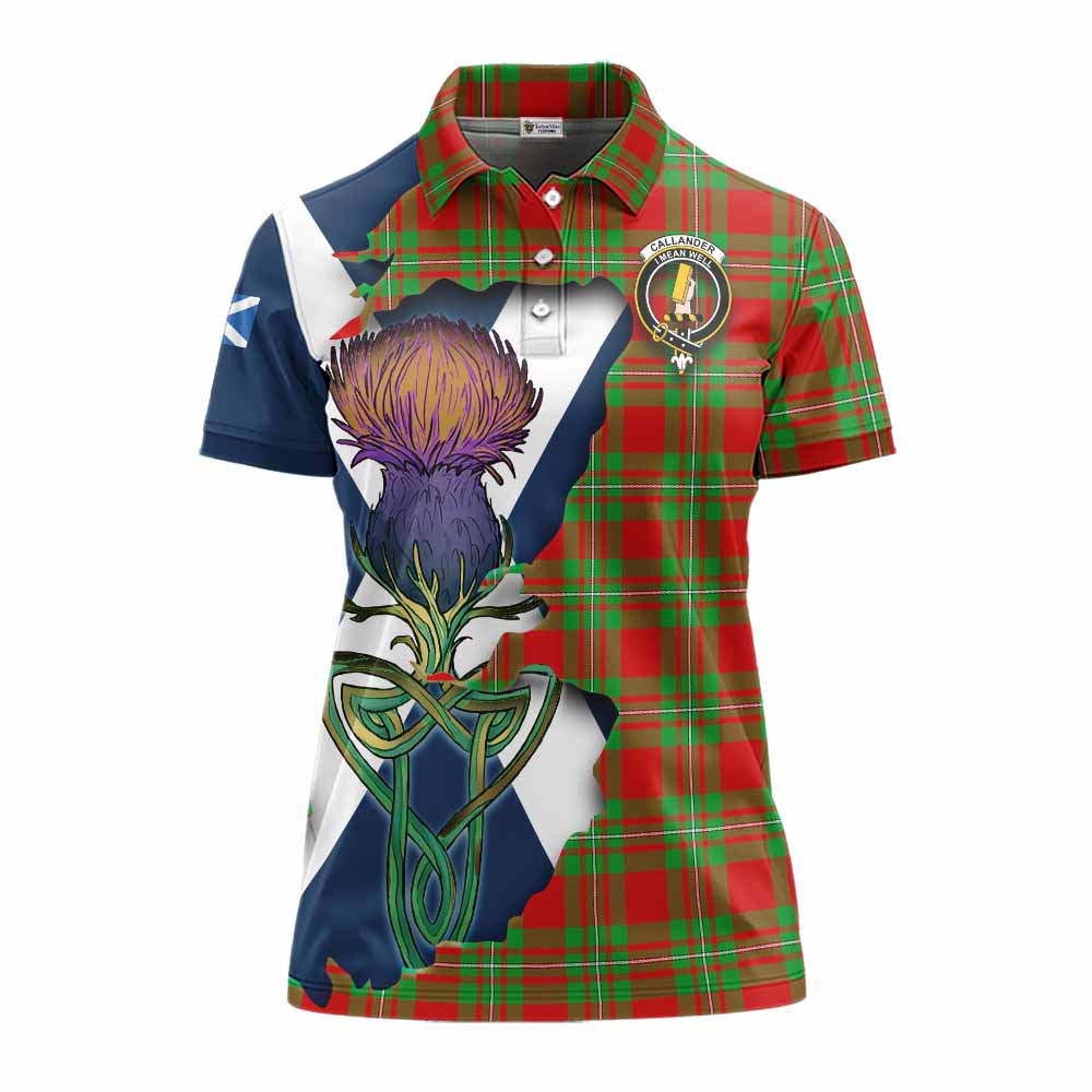 Tartan Vibes Clothing Callander Tartan Family Crest Women's Polo Shirt Scottish Thistle Celtic Inspired